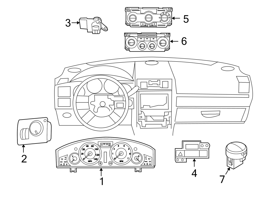 INSTRUMENT PANEL. CLUSTER & SWITCHES.