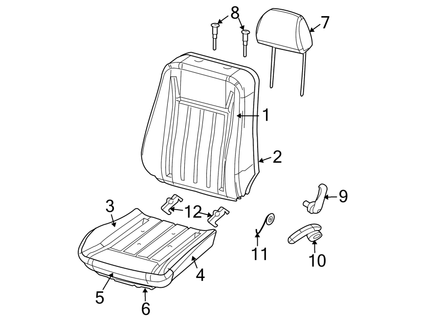 Diagram SEATS & TRACKS. FRONT SEAT COMPONENTS. for your 2015 Chrysler 200 S Sedan 3.6L Pentastar V6 FLEX A/T FWD 