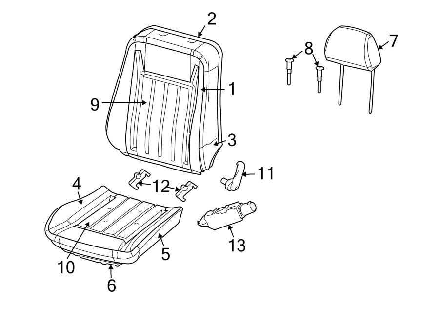 13Seats & tracks. Front seat components.https://images.simplepart.com/images/parts/motor/fullsize/NW05465.png