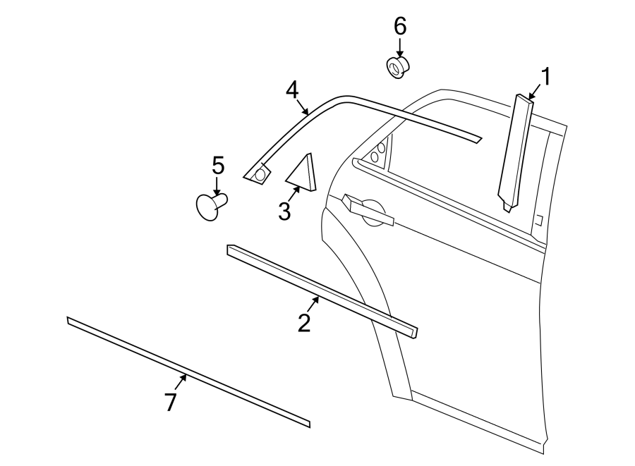 REAR DOOR. EXTERIOR TRIM.