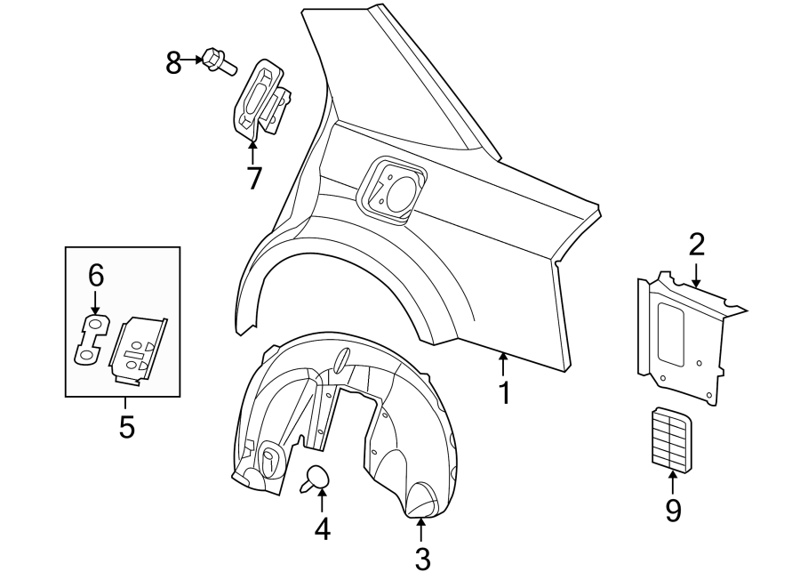 8QUARTER PANEL & COMPONENTS.https://images.simplepart.com/images/parts/motor/fullsize/NW05595.png