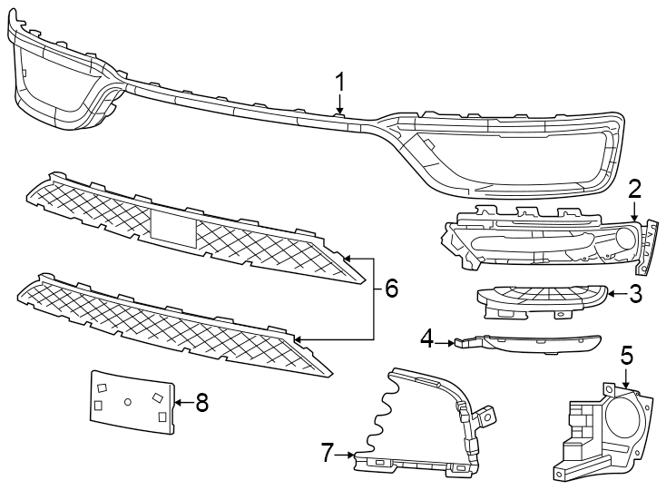 5Trim & components. W/ADAPTIVE cruise. W/O adaptive cruise. W/SPORT bumper.https://images.simplepart.com/images/parts/motor/fullsize/NW11017.png