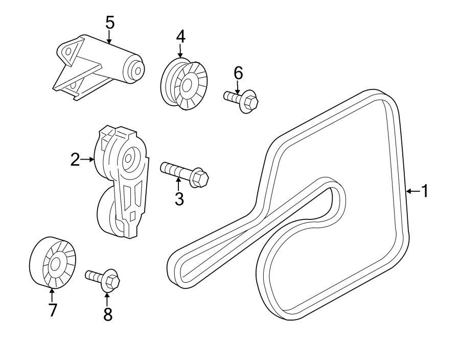 Diagram BELTS & PULLEYS. for your 1994 Jeep Wrangler   