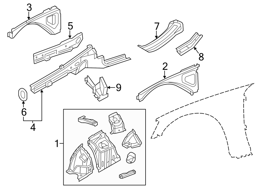 FENDER. STRUCTURAL COMPONENTS & RAILS.