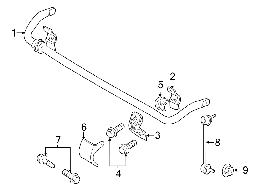 Front suspension. Stabilizer bar & components.