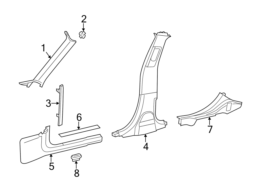 Diagram PILLARS. ROCKER & FLOOR. INTERIOR TRIM. for your 2017 Ram ProMaster 3500   