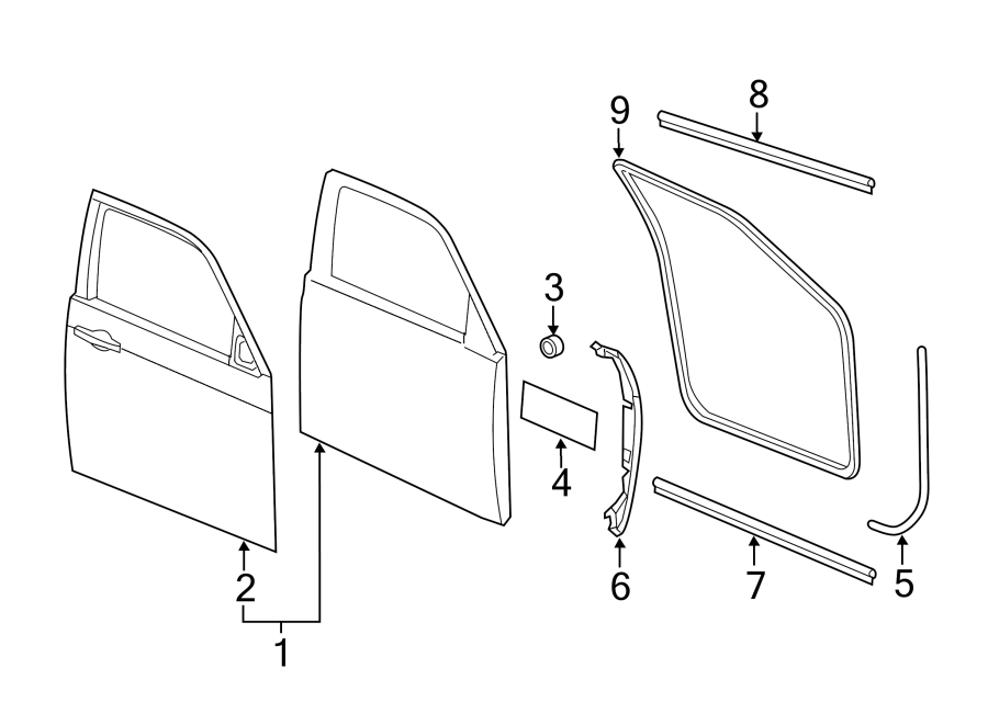 FRONT DOOR. DOOR & COMPONENTS.