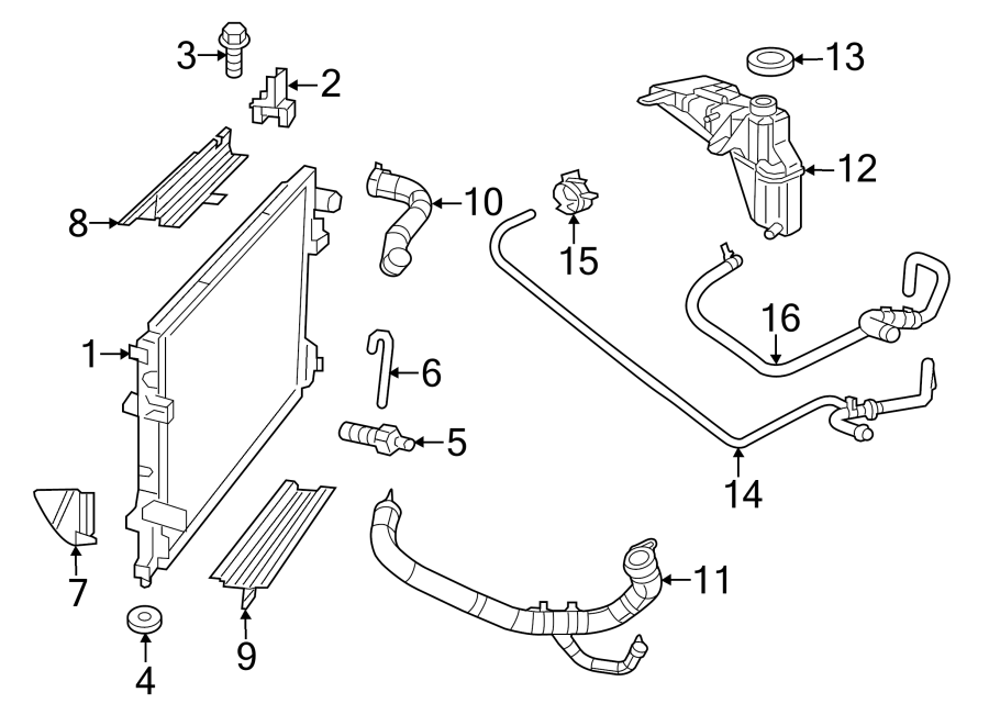 Diagram RADIATOR & COMPONENTS. for your 2018 Ram 2500 6.7L 6 cylinder DIESEL M/T RWD Tradesman Crew Cab Pickup Fleetside 