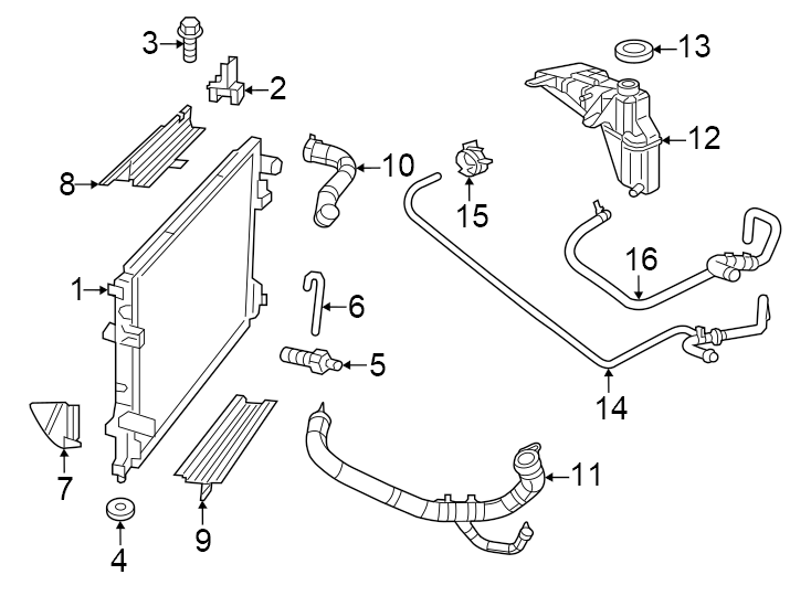 Diagram Radiator & components. for your 2018 Ram 2500 6.7L 6 cylinder DIESEL M/T RWD Tradesman Crew Cab Pickup Fleetside 