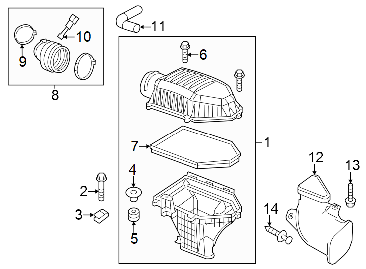 Diagram Air intake. for your Jeep Grand Cherokee L  