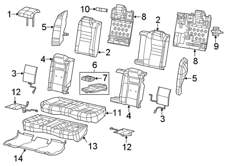 Diagram SEATS & TRACKS. REAR SEAT COMPONENTS. for your Chrysler 300  