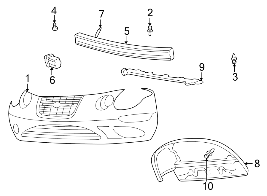 Diagram FRONT BUMPER. BUMPER & COMPONENTS. for your Ram