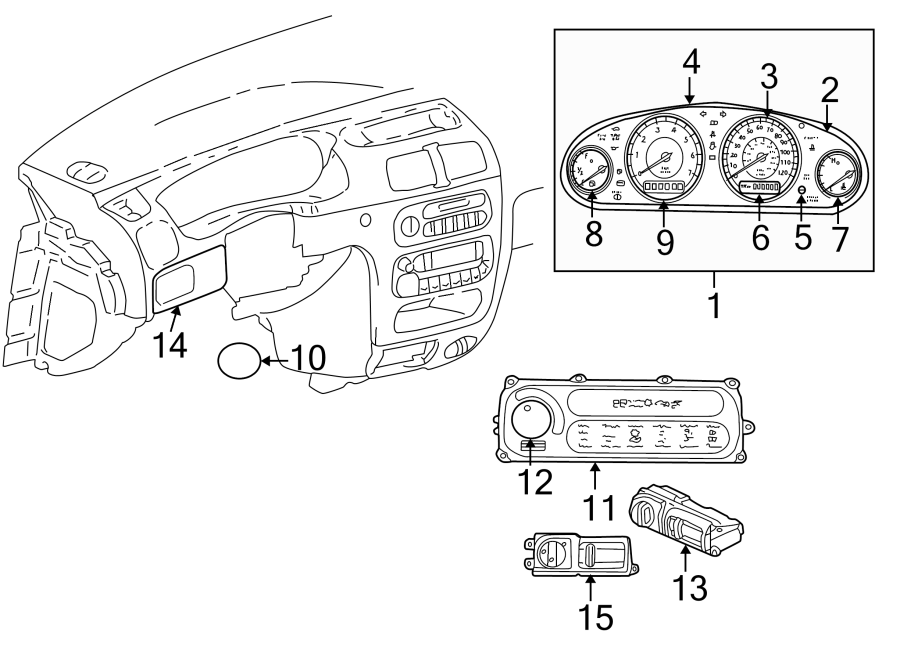 INSTRUMENT PANEL. CLUSTER & SWITCHES.