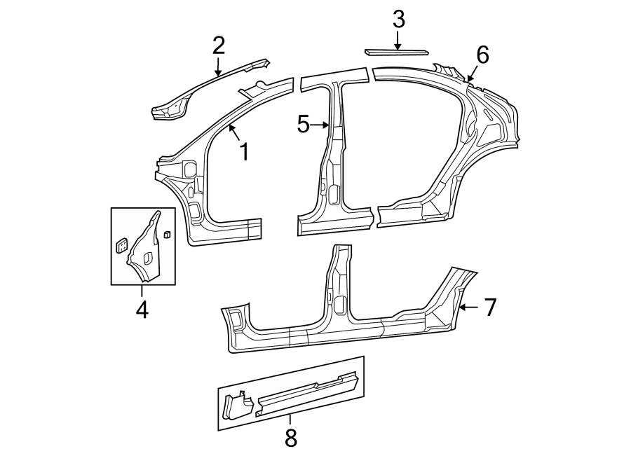 PILLARS. ROCKER & FLOOR. CENTER PILLAR & ROCKER. HINGE PILLAR.