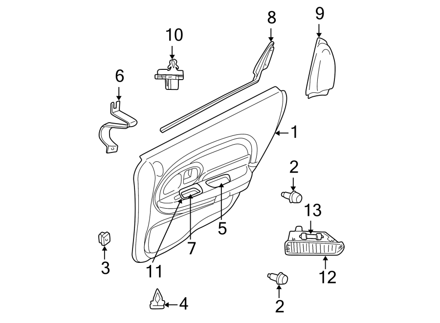 11REAR DOOR. INTERIOR TRIM.https://images.simplepart.com/images/parts/motor/fullsize/NW99430.png