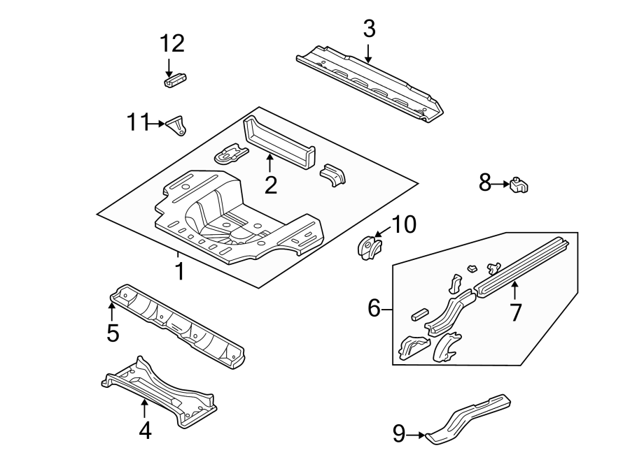 REAR BODY & FLOOR. REAR FLOOR & RAILS.