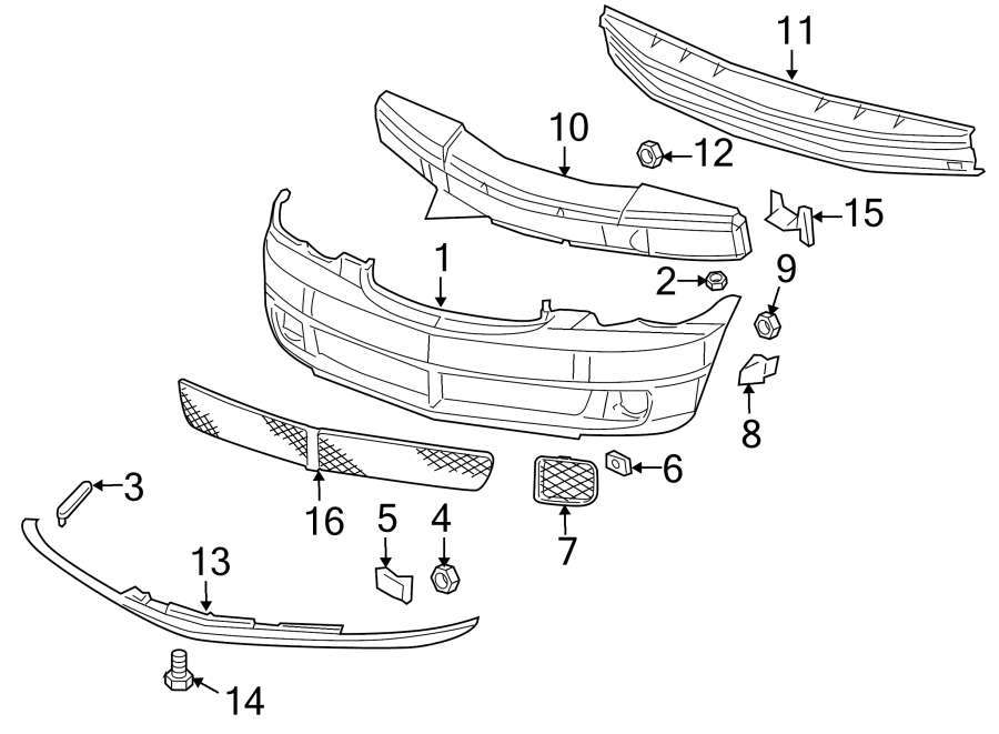 Diagram FRONT BUMPER. BUMPER & COMPONENTS. for your Chrysler 300M  