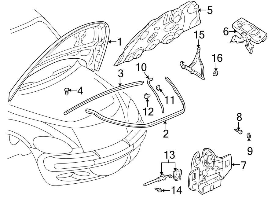 Diagram HOOD & COMPONENTS. for your 2024 Ram ProMaster 3500   