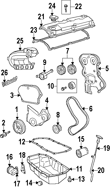 Diagram ENGINE / TRANSAXLE. ENGINE PARTS. for your Chrysler PT Cruiser  