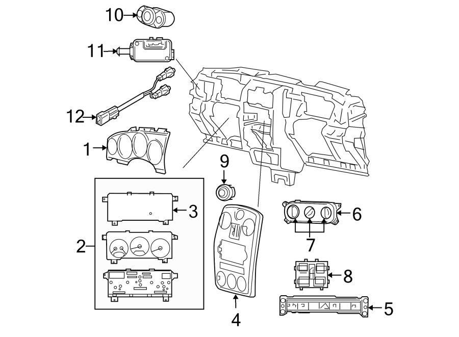 INSTRUMENT PANEL. CLUSTER & SWITCHES.