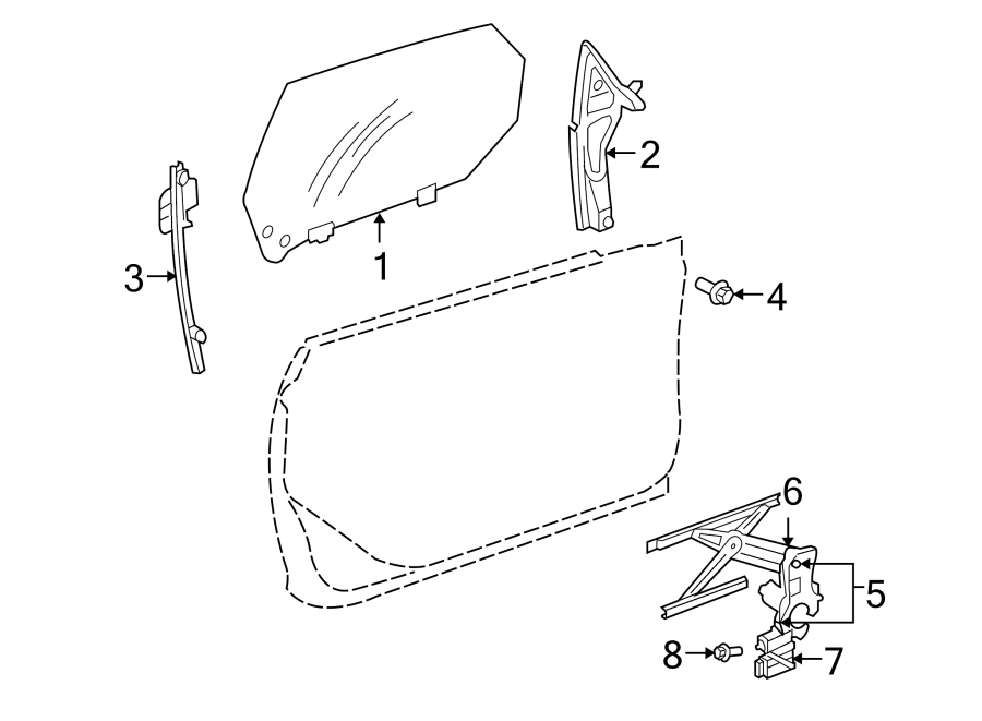 Diagram FRONT DOOR. GLASS & HARDWARE. for your 2018 Jeep Grand Cherokee 3.0L EcoDiesel V6 DIESEL A/T AWD Limited Sport Utility 