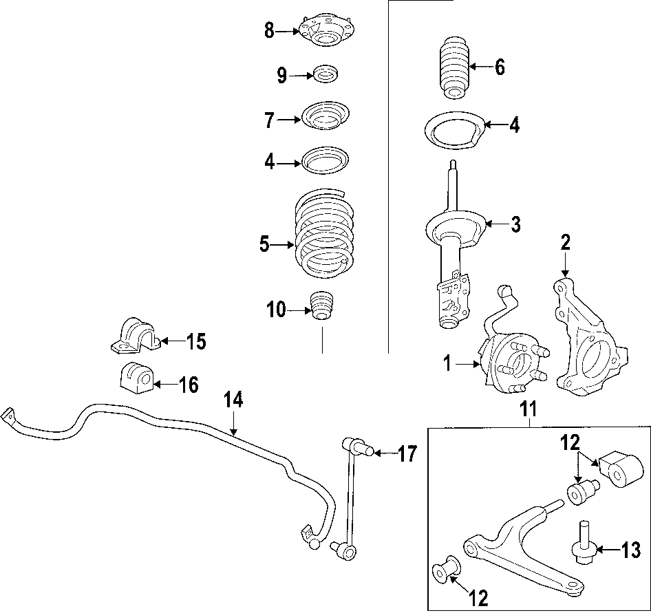 Diagram FRONT SUSPENSION. LOWER CONTROL ARM. STABILIZER BAR. SUSPENSION COMPONENTS. for your 2021 GMC Savana 2500   