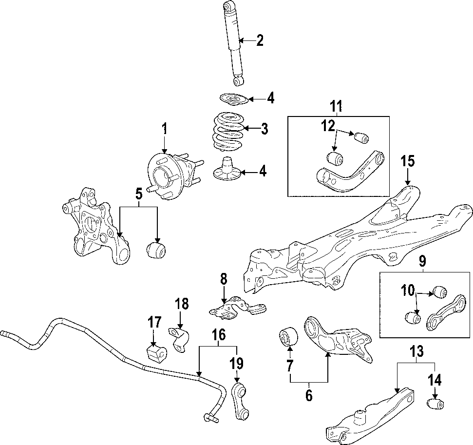 13REAR SUSPENSION. LOWER CONTROL ARM. STABILIZER BAR. SUSPENSION COMPONENTS. UPPER CONTROL ARM.https://images.simplepart.com/images/parts/motor/fullsize/NZP080.png