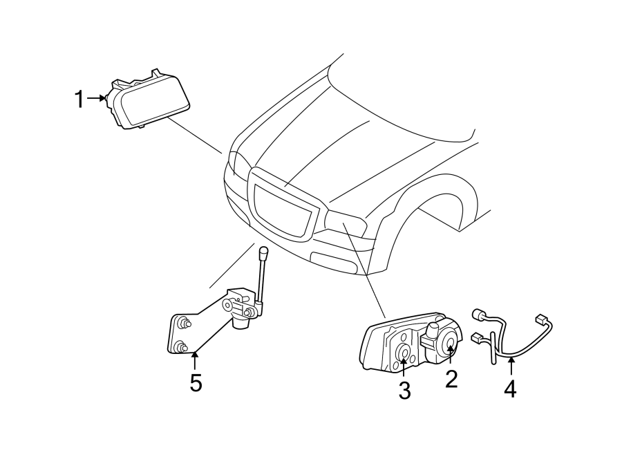 Diagram FRONT LAMPS. HEADLAMP COMPONENTS. for your 2004 Chrysler Concorde   