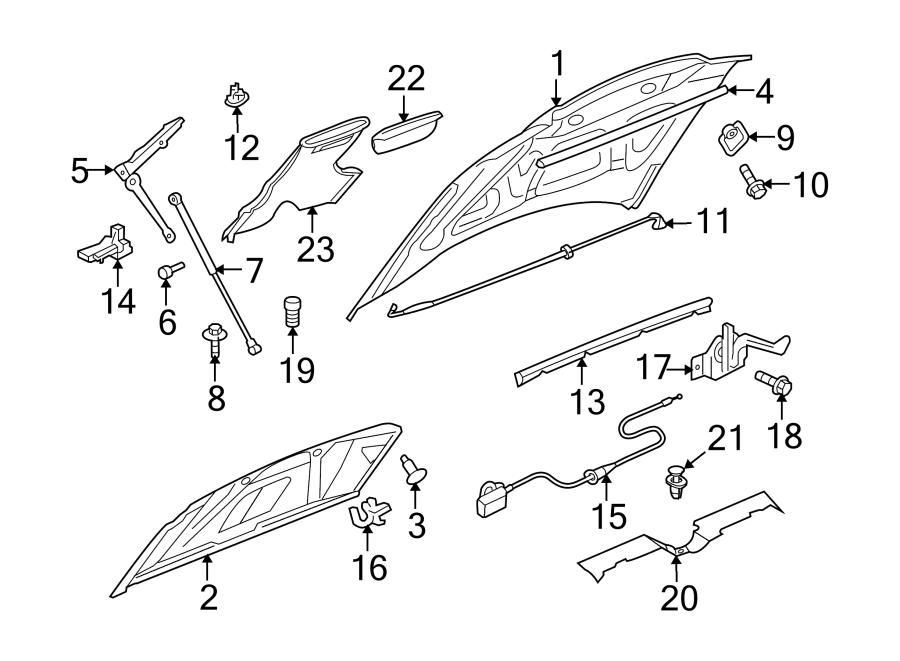 Diagram HOOD & COMPONENTS. for your 2023 Ram ProMaster 3500   