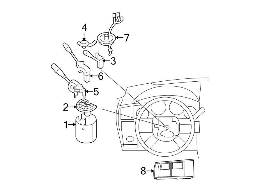 8STEERING COLUMN. SHROUD. SWITCHES & LEVERS.https://images.simplepart.com/images/parts/motor/fullsize/PB06340.png