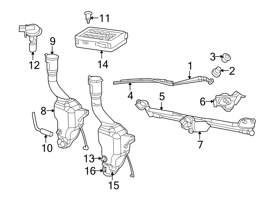 Diagram WINDSHIELD. WIPER & WASHER COMPONENTS. for your 2014 Ram ProMaster 3500   