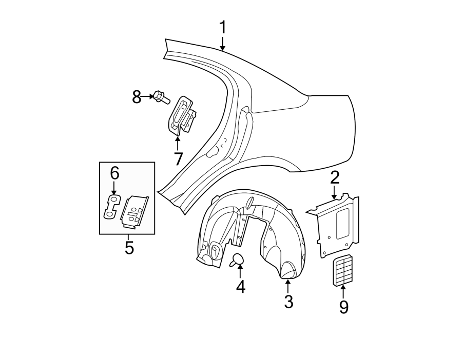 8Quarter panel & components.https://images.simplepart.com/images/parts/motor/fullsize/PB06570.png