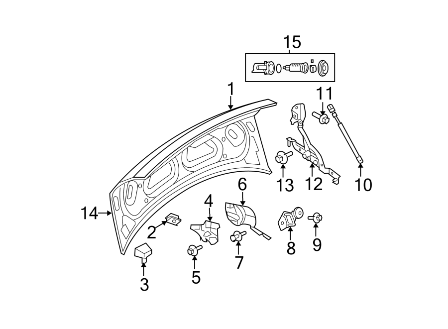 Diagram TRUNK LID. LID & COMPONENTS. for your Dodge Charger  