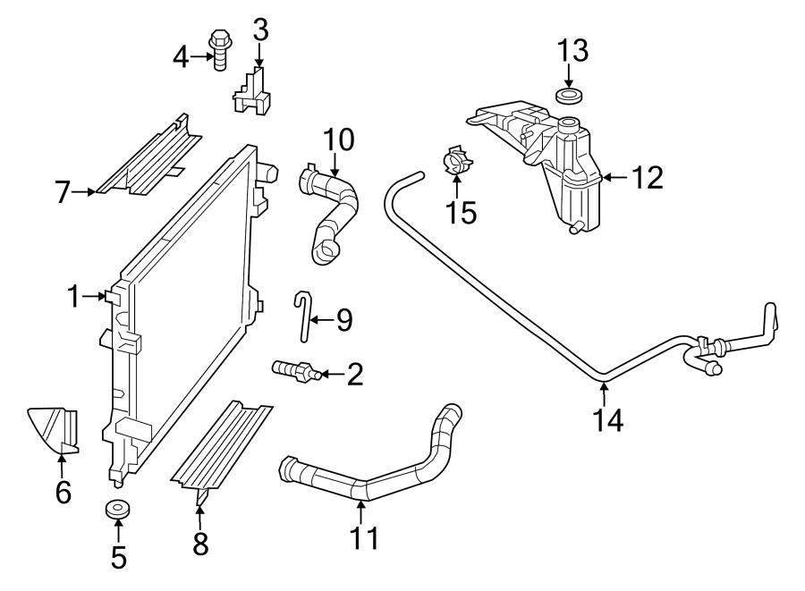 Diagram Radiator & components. for your 2018 Ram 2500 6.7L 6 cylinder DIESEL M/T RWD Tradesman Crew Cab Pickup Fleetside 