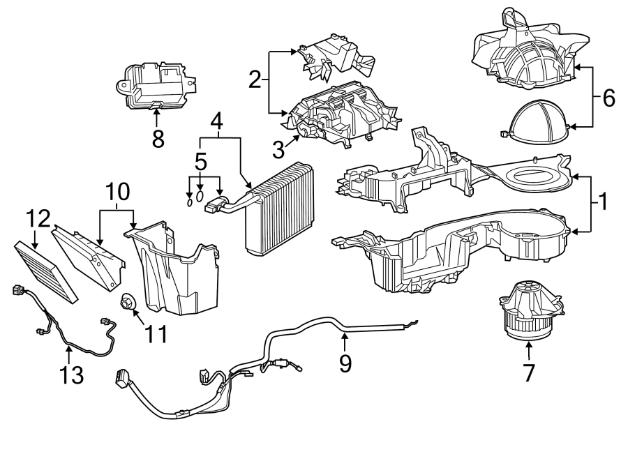 Diagram AIR CONDITIONER & HEATER. EVAPORATOR & HEATER COMPONENTS. for your 2021 Dodge Charger   