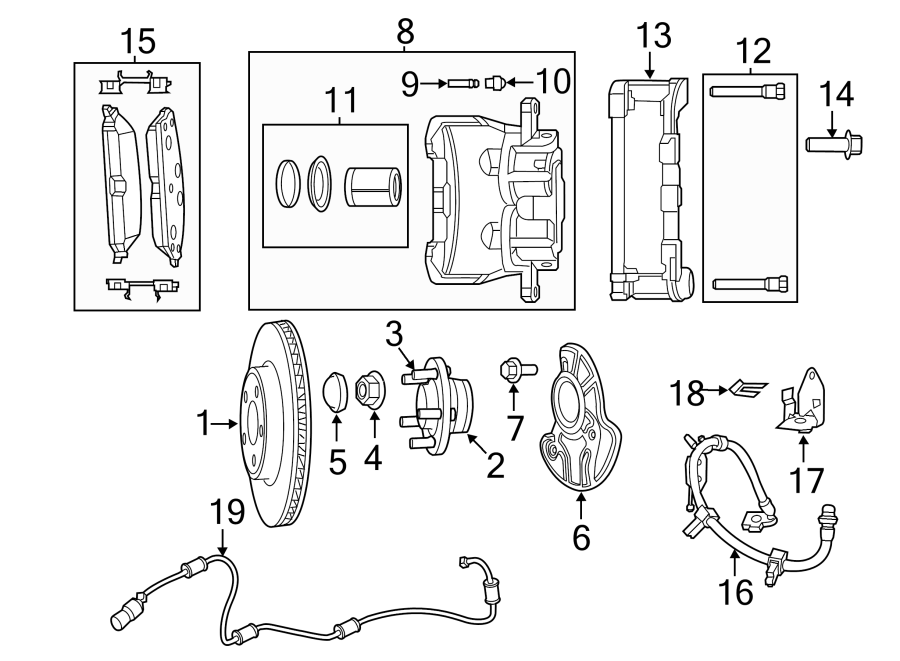 Diagram Front suspension. Brake components. for your Chrysler 300M  