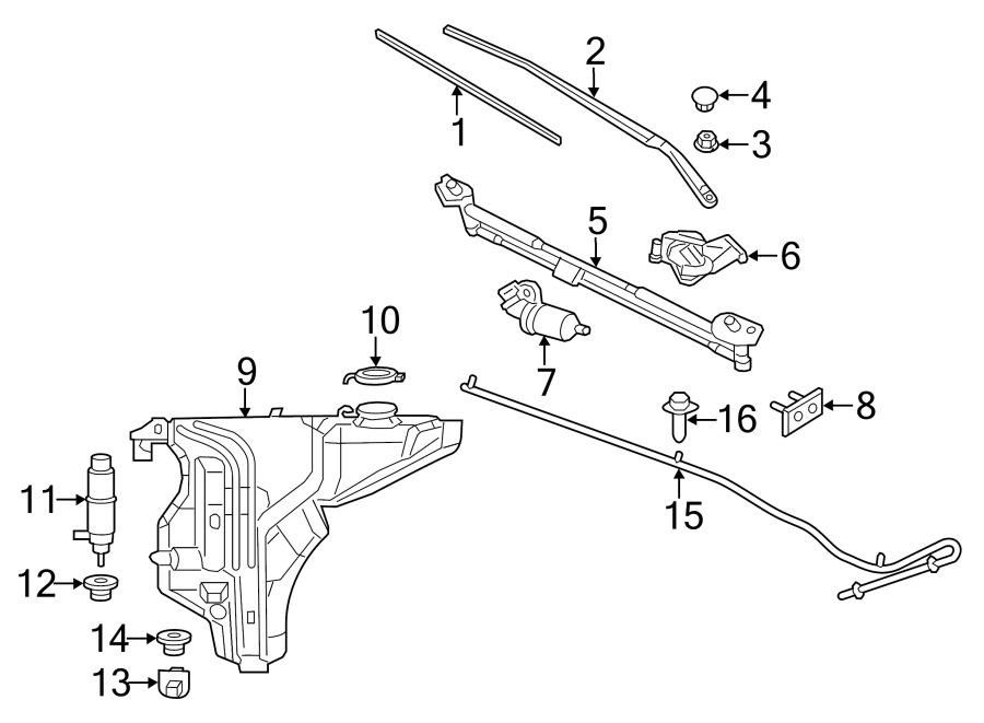 WINDSHIELD. WIPER & WASHER COMPONENTS. Diagram