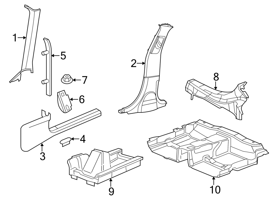 Diagram PILLARS. ROCKER & FLOOR. INTERIOR TRIM. for your 2017 Ram ProMaster 3500   