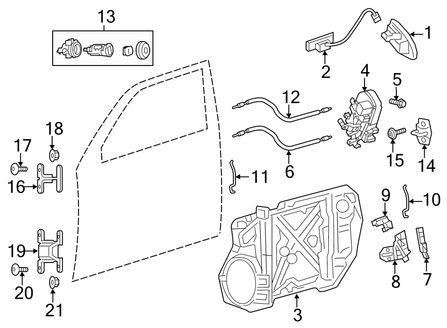 Diagram FRONT DOOR. LOCK & HARDWARE. for your Dodge