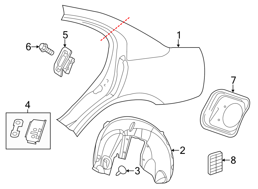 Diagram QUARTER PANEL & COMPONENTS. for your 2017 Dodge Charger 5.7L HEMI V8 A/T RWD Pursuit Sedan 