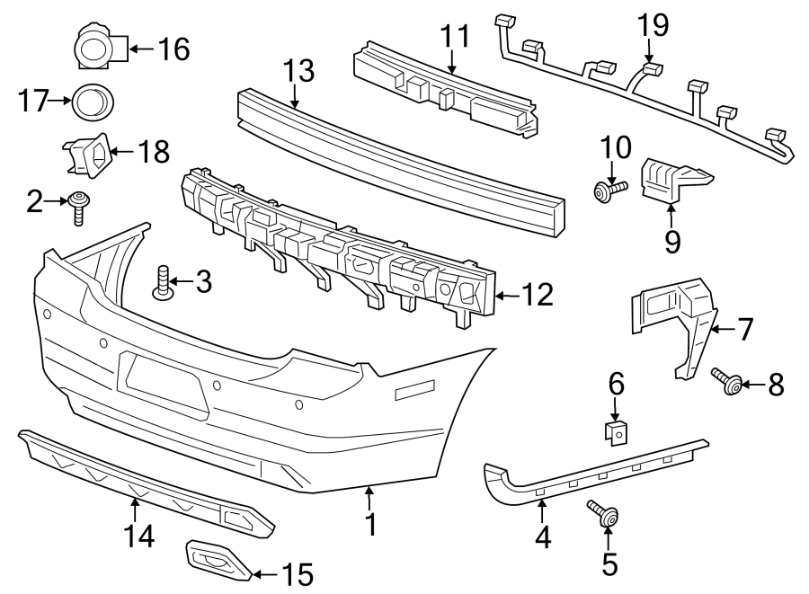 Diagram REAR BUMPER. BUMPER & COMPONENTS. for your Chrysler 200  