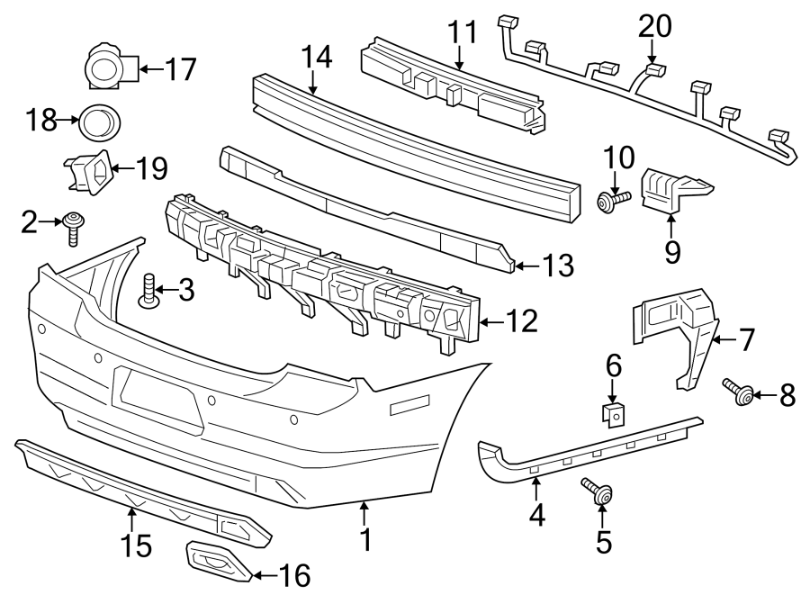 Diagram REAR BUMPER. BUMPER & COMPONENTS. for your Chrysler 200  