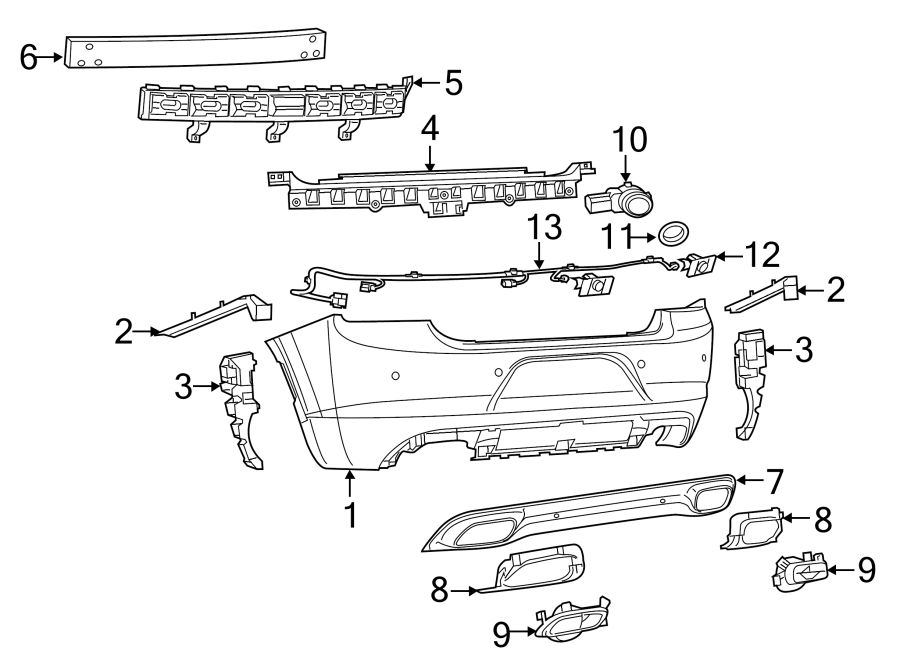 Diagram REAR BUMPER. BUMPER & COMPONENTS. for your 2017 Chrysler 200   