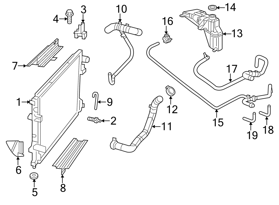 Diagram RADIATOR & COMPONENTS. for your 2018 Ram 2500 6.7L 6 cylinder DIESEL M/T RWD Tradesman Crew Cab Pickup Fleetside 