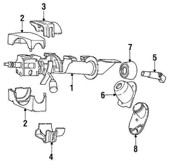 Diagram STEERING COLUMN COMPONENTS. for your Dodge Spirit  