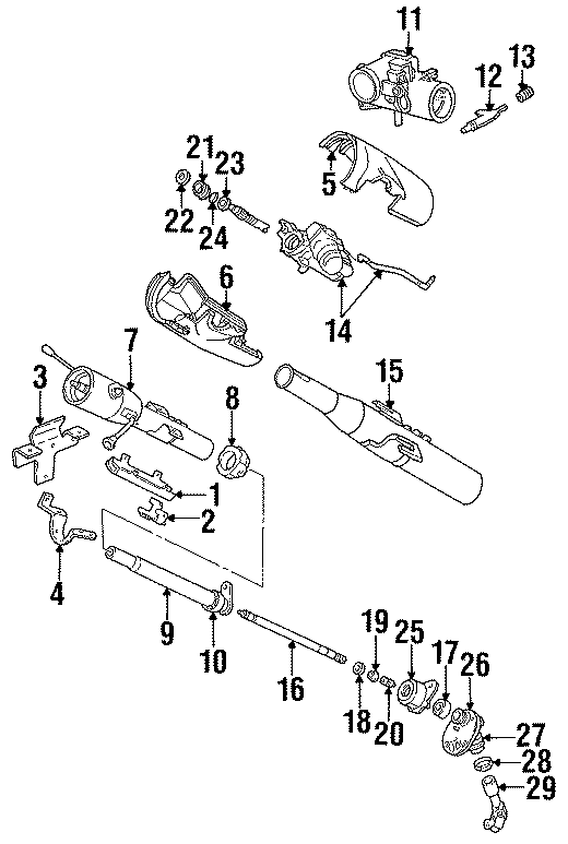 Diagram steering column. HOUSING & COMPONENTS. SHAFT & INTERNAL COMPONENTS. SHROUD. SWITCHES & LEVERS. for your Dodge