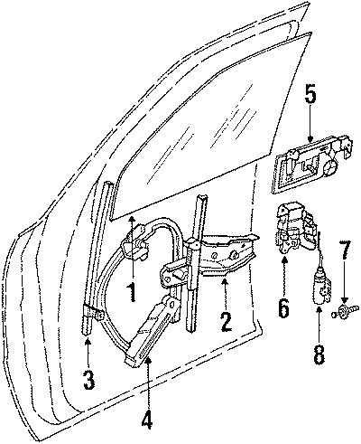 FRONT DOOR. GLASS & HARDWARE. Diagram