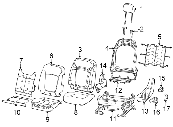 3Seats & tracks. Driver seat components.https://images.simplepart.com/images/parts/motor/fullsize/PH23330.png