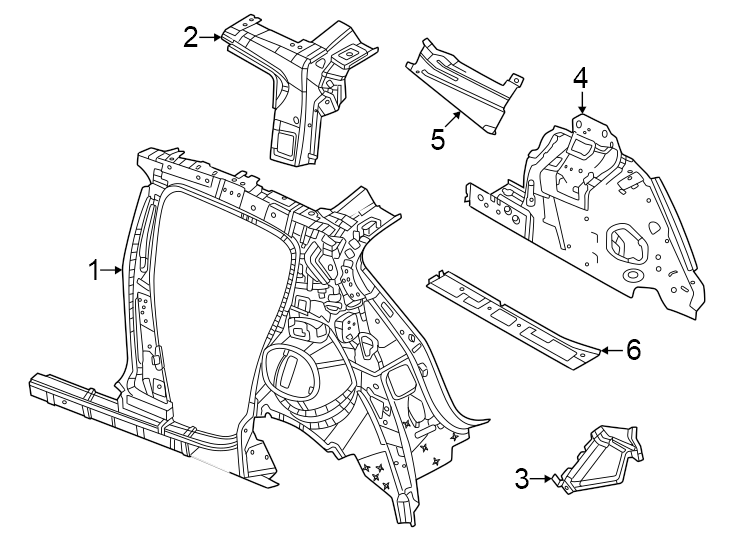 5Quarter panel. Inner structure.https://images.simplepart.com/images/parts/motor/fullsize/PH23485.png