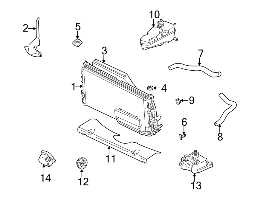 Diagram RADIATOR & COMPONENTS. for your 1993 Jeep Wrangler   